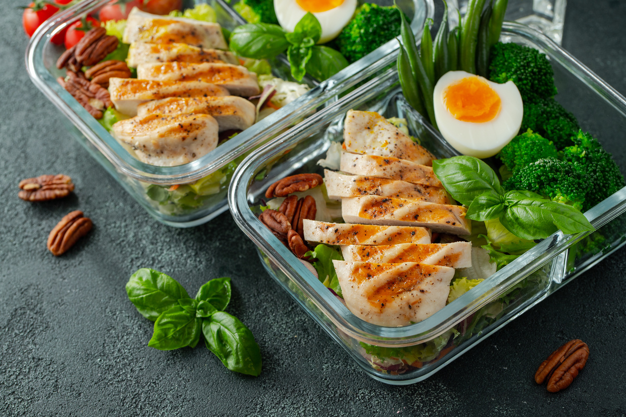 Healthy Meal in Glass Containers 